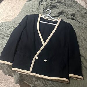 Louis Feraud Black Blazer with Cream Trim